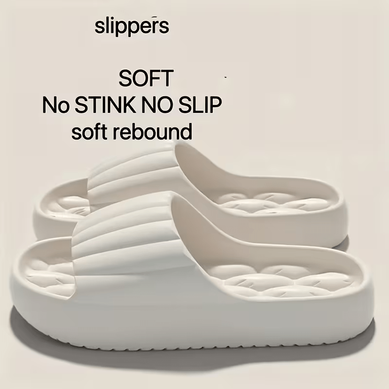 Unisex Solid Color Open-Toe Breathable Thick-Bottom Slippers, Comfortable Anti-Slip Durable Odor-Resistant EVA Slippers, Unisex Indoor Shoes