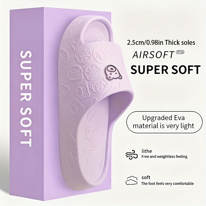 [Indoor/Outdoor Slippers] Cute Bear Design EVA Slides for Women - Comfortable, Non-Slip, Washable Indoor/Outdoor Slippers in Pink, White, Etc., Perfect for All Seasons, Adorable Slippers