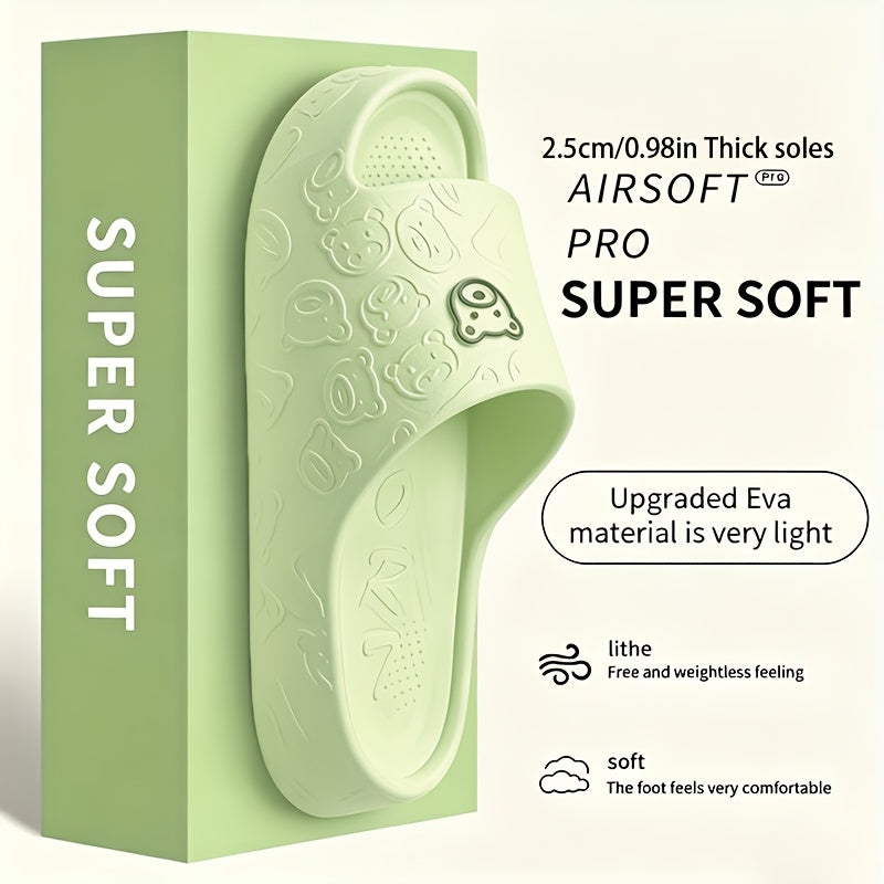 [Indoor/Outdoor Slippers] Cute Bear Design EVA Slides for Women - Comfortable, Non-Slip, Washable Indoor/Outdoor Slippers in Pink, White, Etc., Perfect for All Seasons, Adorable Slippers