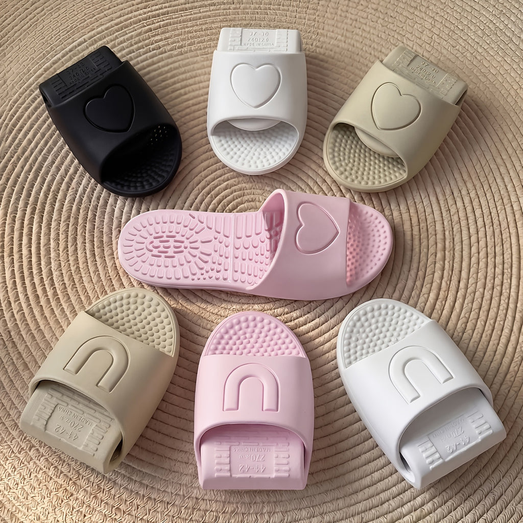 [Portable Foldable Lightweight] FZT Portable Travel Business Trip Slippers, Unisex Foldable Quiet Lightweight Couple's Bathroom Slippers for Women, Travel Beach Business Trip Hotel Shower Slippers for Men, Shoes with Randomly Shipped Heart and U-Shaped Pa