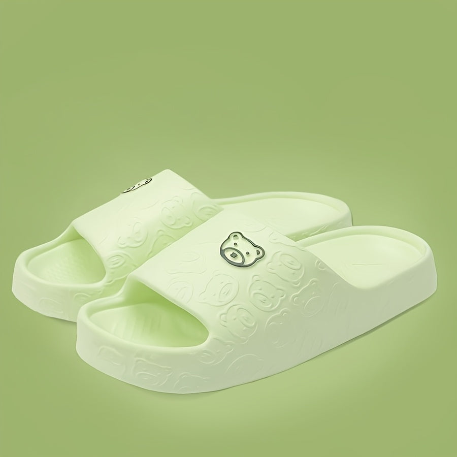 [Indoor/Outdoor Slippers] Cute Bear Design EVA Slides for Women - Comfortable, Non-Slip, Washable Indoor/Outdoor Slippers in Pink, White, Etc., Perfect for All Seasons, Adorable Slippers