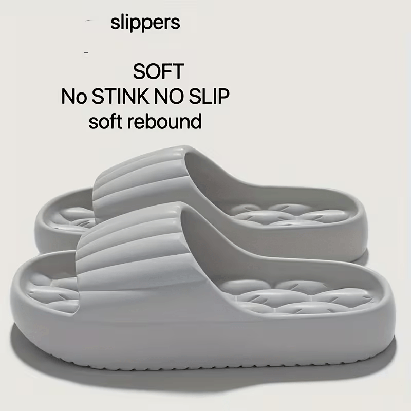 Unisex Solid Color Open-Toe Breathable Thick-Bottom Slippers, Comfortable Anti-Slip Durable Odor-Resistant EVA Slippers, Unisex Indoor Shoes
