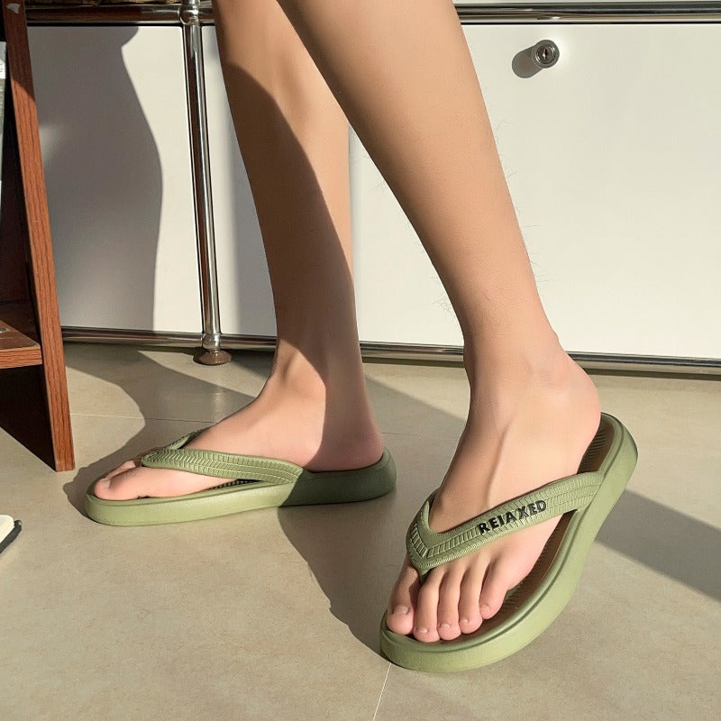 [EVA Unisex Slippers] Three-Color EVA Unisex Slippers - Non-Slip Thick-Sole Indoor/Outdoor Flip-Flops - Odor-Resistant Couple Style Footwear for Home, Bathroom & Shower Use - Simple Casual Women Shoes