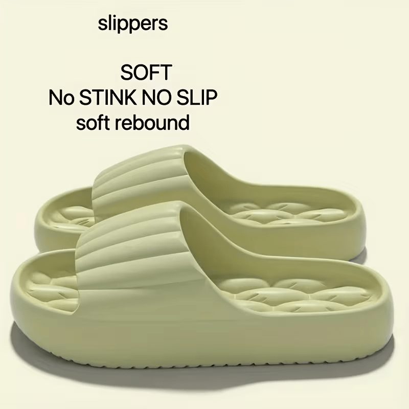 Unisex Solid Color Open-Toe Breathable Thick-Bottom Slippers, Comfortable Anti-Slip Durable Odor-Resistant EVA Slippers, Unisex Indoor Shoes