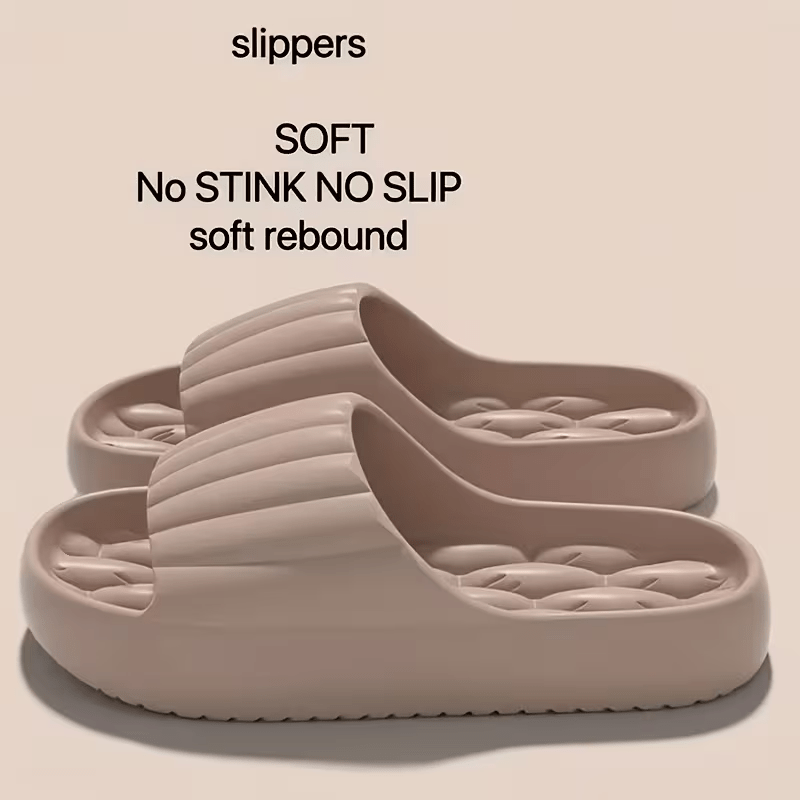 Unisex Solid Color Open-Toe Breathable Thick-Bottom Slippers, Comfortable Anti-Slip Durable Odor-Resistant EVA Slippers, Unisex Indoor Shoes